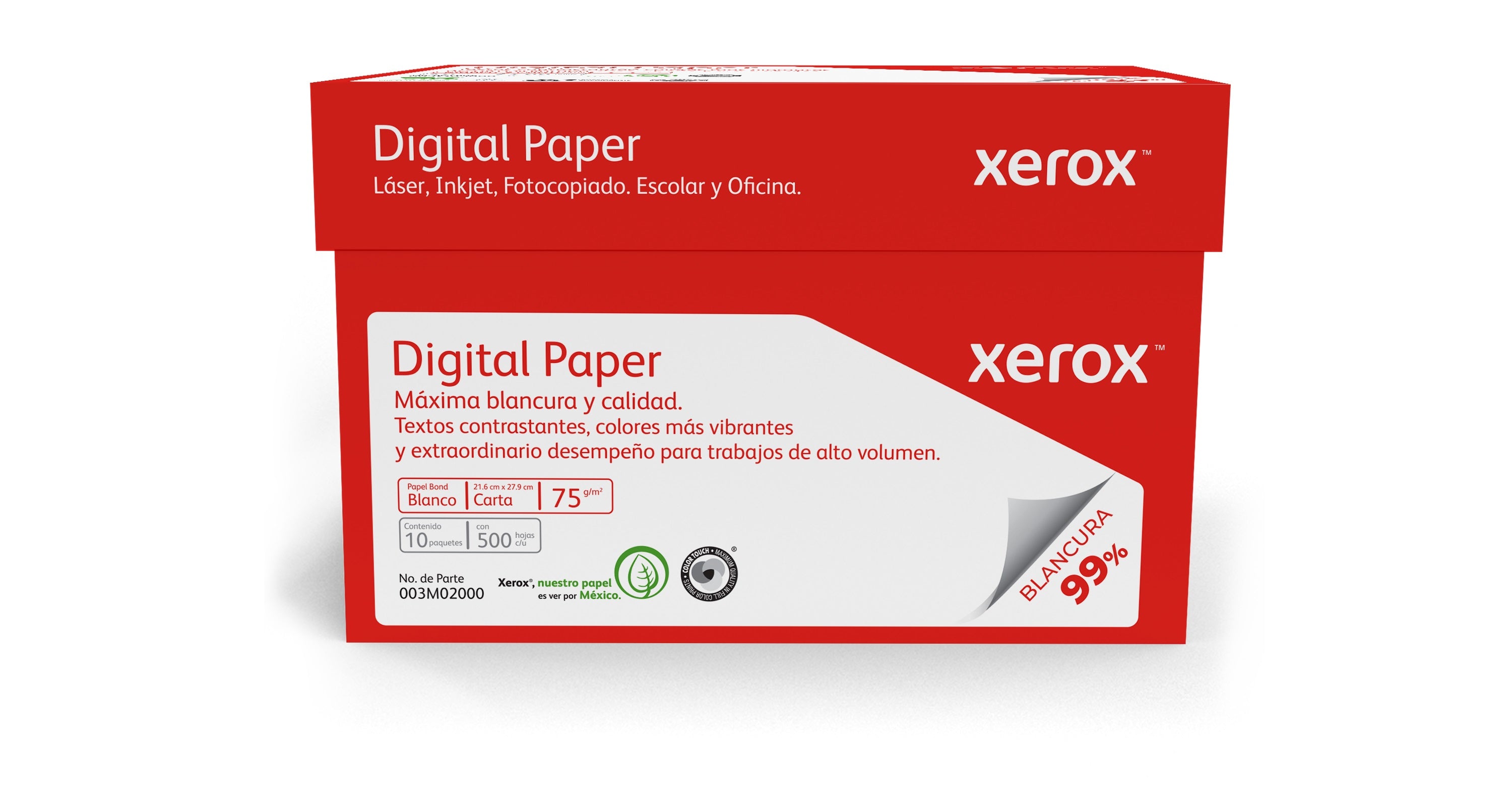 XEROX PAPEL DIGITAL ROJO CARTA 99  BLANCURA - XEROX PAPEL DIGITAL ROJO CARTA 99  BLANCURA -